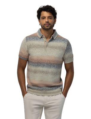 State of Art Beige poloshirt State of Art Regular Fit streep gebreid