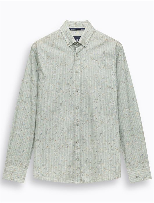 State of Art overhemd lichtgroen geprint wijde fit