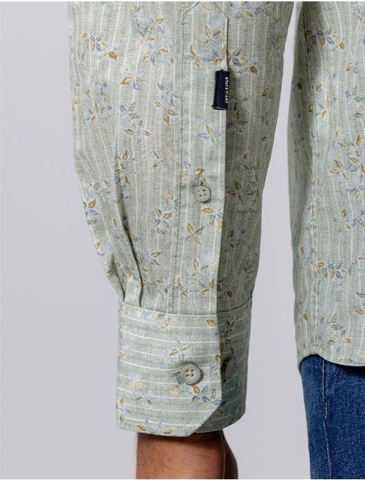 State of Art overhemd lichtgroen geprint wijde fit