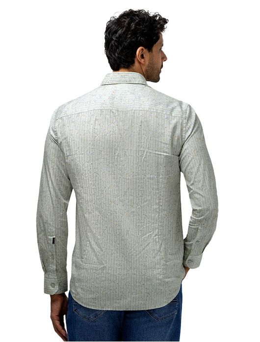 State of Art overhemd lichtgroen geprint wijde fit