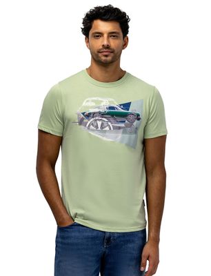 State of Art T-shirt State of Art groen ronde hals opdruk