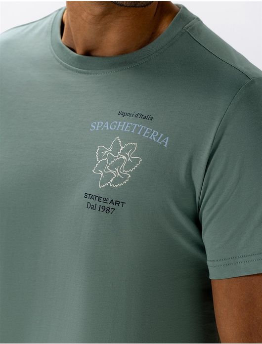 State of Art t-shirt backprint pasta zeegroen