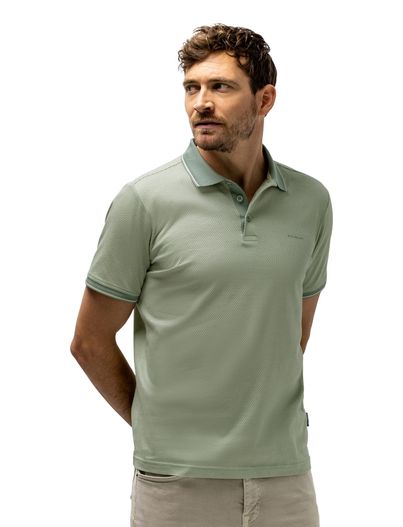 State of Art State of Art poloshirt groen gestreept 3 knoops