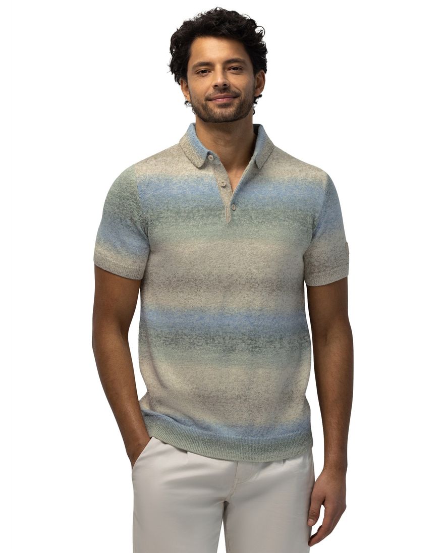 State of Art polo groene blauwe strepen