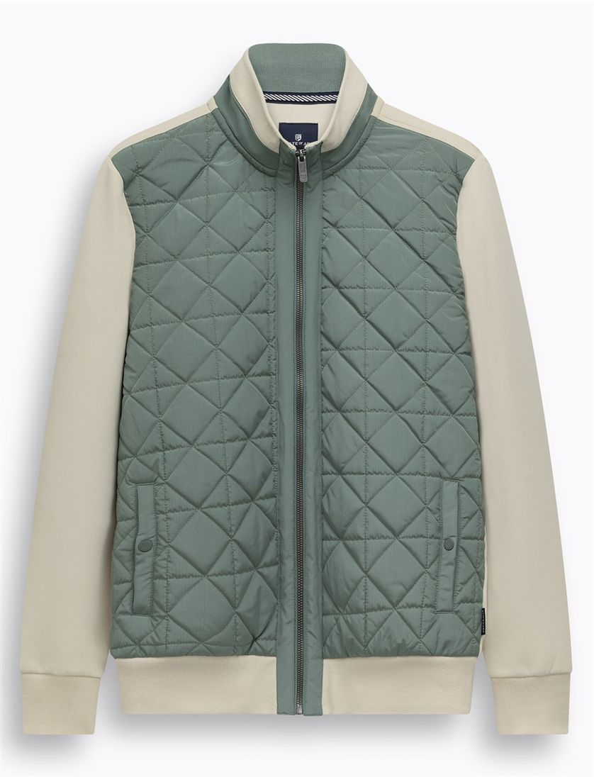 Vest State of Art beige groen normale fit rits