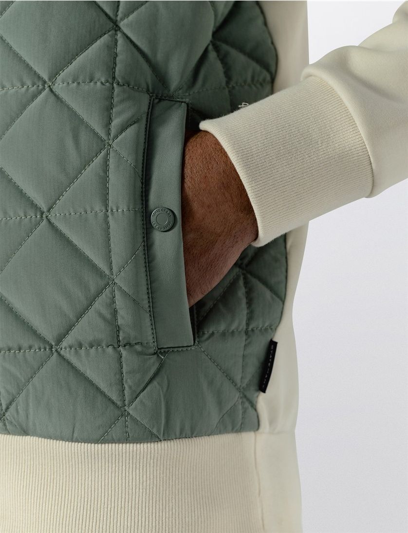 Vest State of Art beige groen normale fit rits