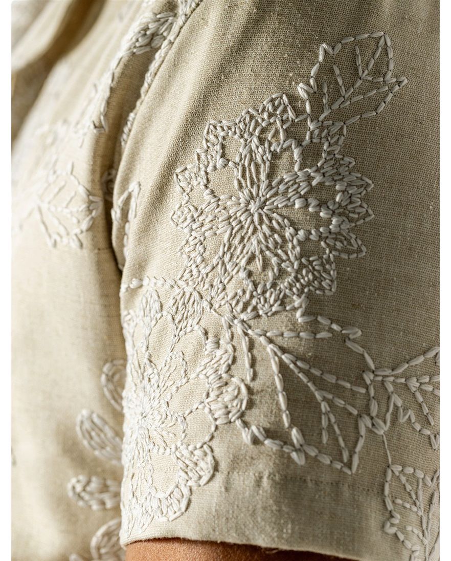 Beige overhemd State of Art geprint wijde fit