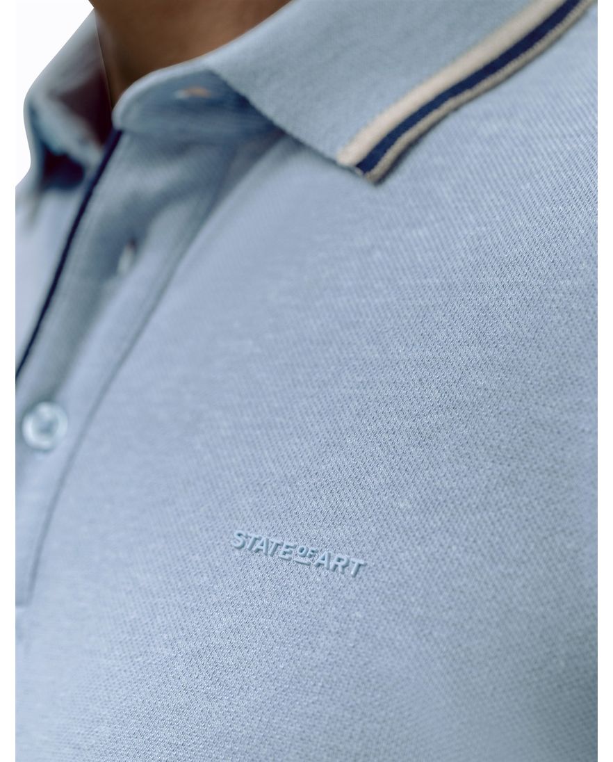 Poloshirt State of Art blauw 3 knoops