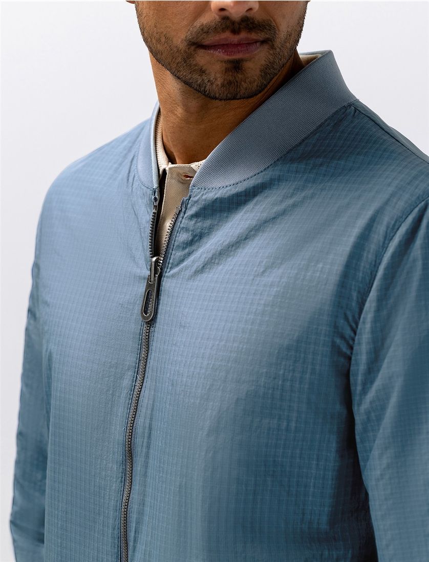 Blauwe reversible bomberjack State of Art ruiten