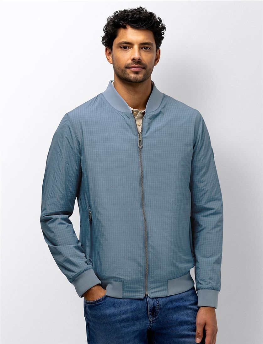 Blauwe reversible bomberjack State of Art ruiten