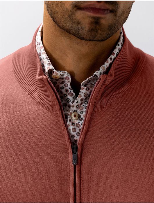 Half zip trui State of Art effen roze