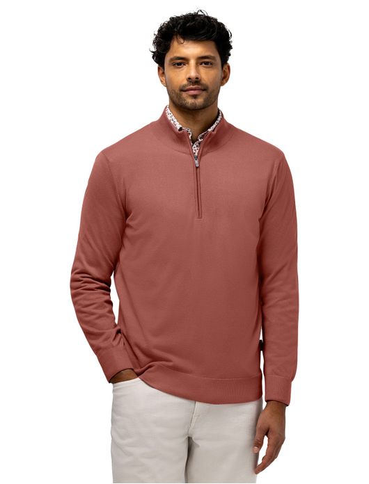 Half zip trui State of Art effen roze