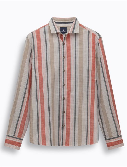 State of Art overhemd rood gestreept wijde fit