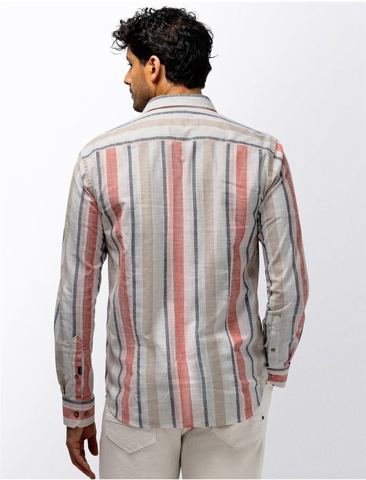 State of Art overhemd rood gestreept wijde fit