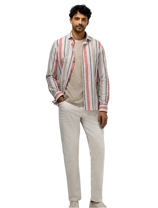 State of Art overhemd rood gestreept wijde fit