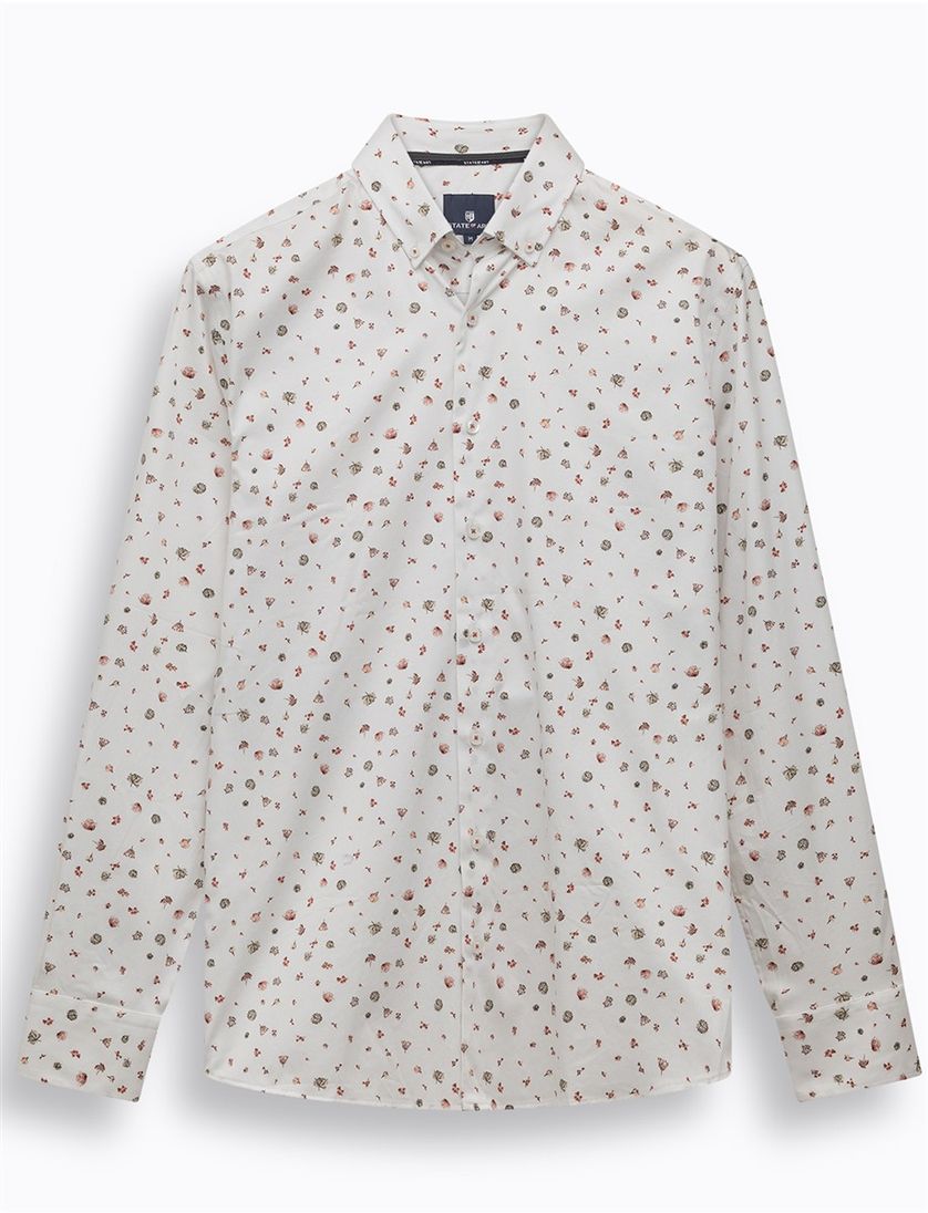 Overhemd State of Art wit print wijde fit