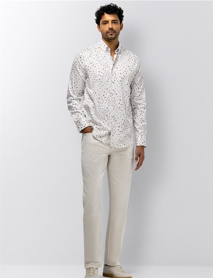 Overhemd State of Art wit print wijde fit