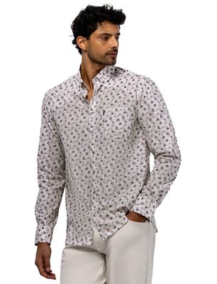 State of Art Overhemd State of Art wit print wijde fit button down boord