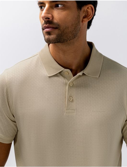 State of Art poloshirt beige met structuur