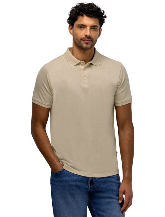 State of Art poloshirt beige met structuur