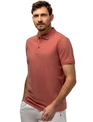 State of Art Polo State of Art Regular Fit rood effen pique 3 knoops textuur