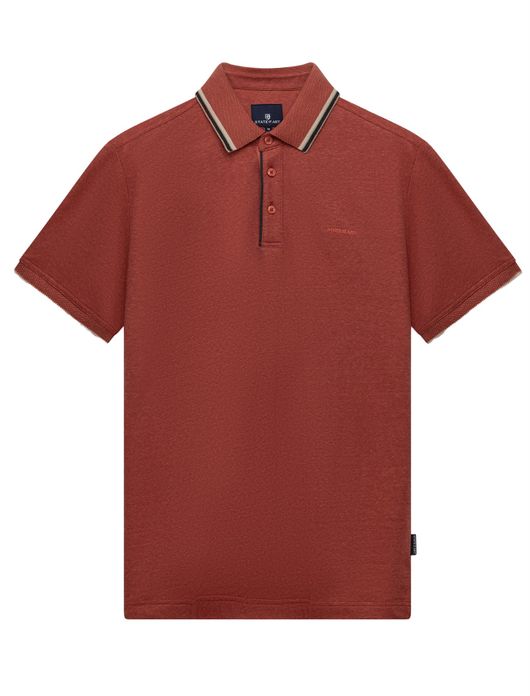 State of Art Regular Fit polo rood gemêleerd 3 knoops casual