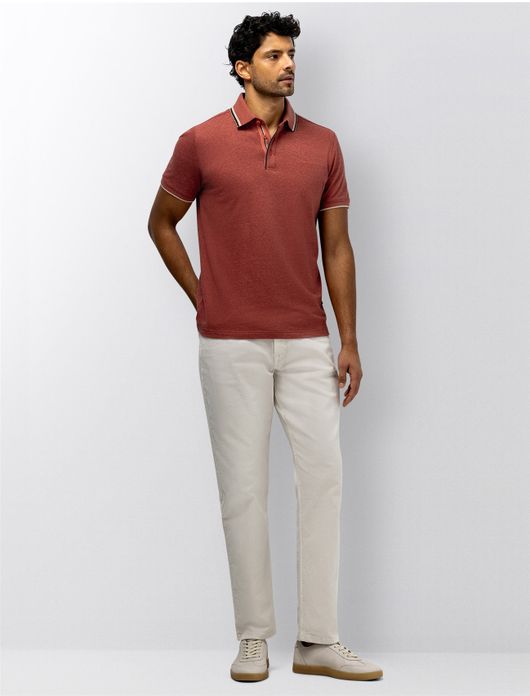 State of Art Regular Fit polo rood gemêleerd 3 knoops casual