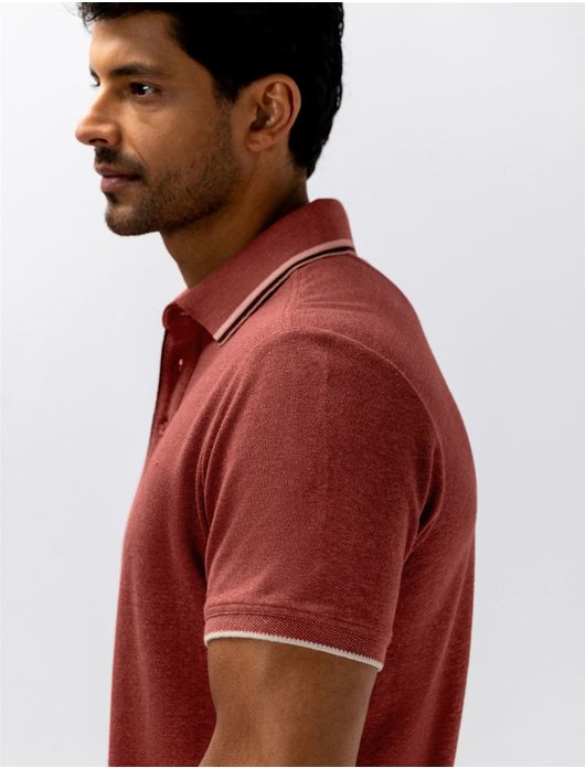 State of Art Regular Fit polo rood gemêleerd 3 knoops casual