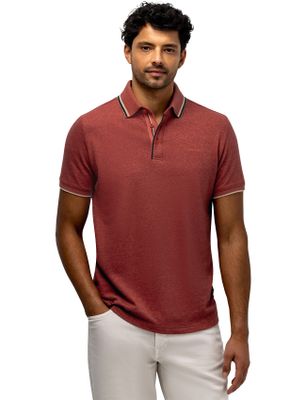 State of Art Polo State of Art Regular Fit rood gemêleerd 3 knoops casual