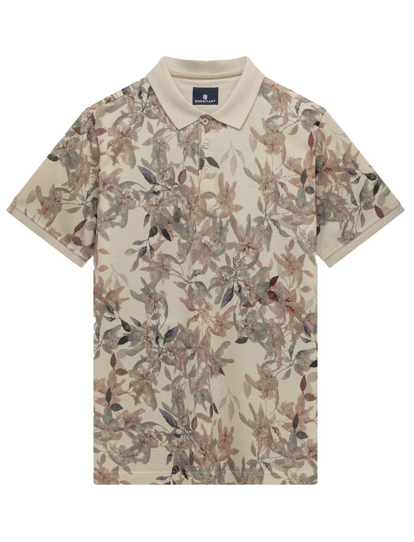 Korte mouw polo State of Art beige regular fit