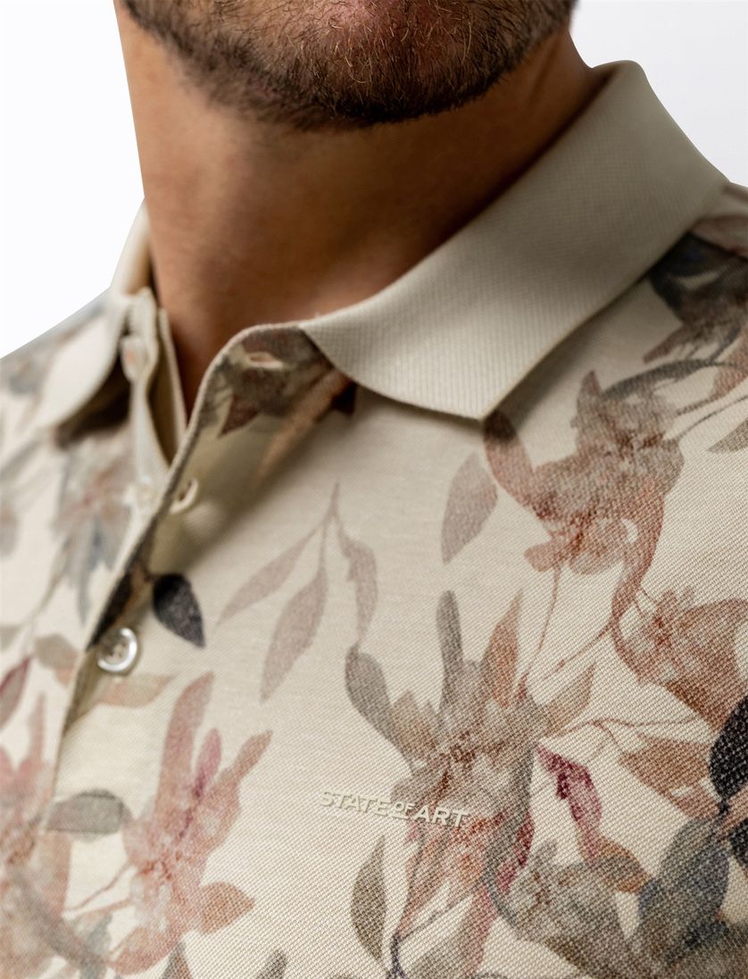 Korte mouw polo State of Art beige regular fit