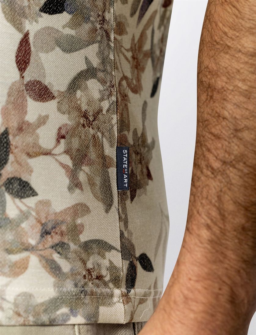 Korte mouw polo State of Art beige regular fit