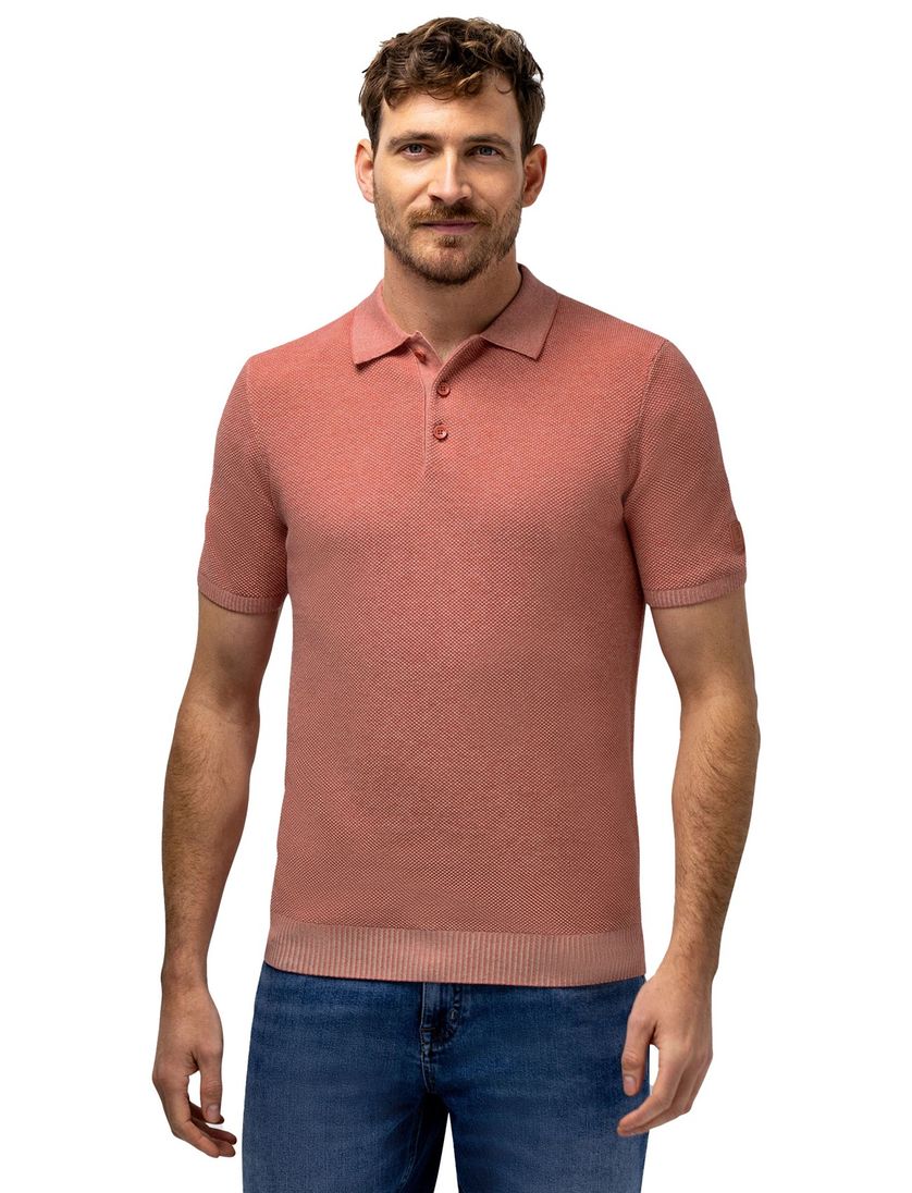 Korte mouw polo State of Art roze regular fit