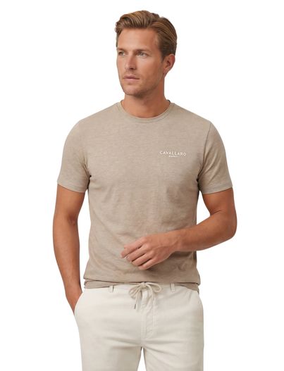 Cavallaro Lichtbruin t-shirt Cavallaro Bari tee ronde hals