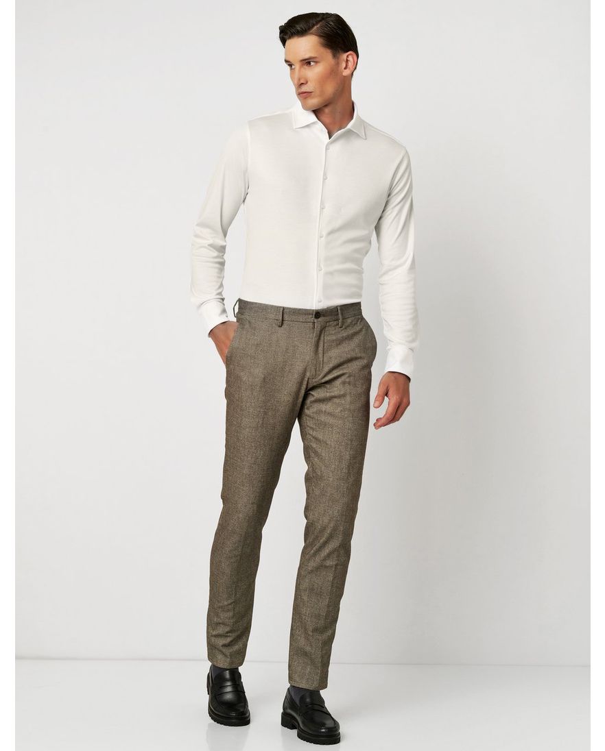 Overhemd wit Desoto Luxury Tailored Fit witte knoop