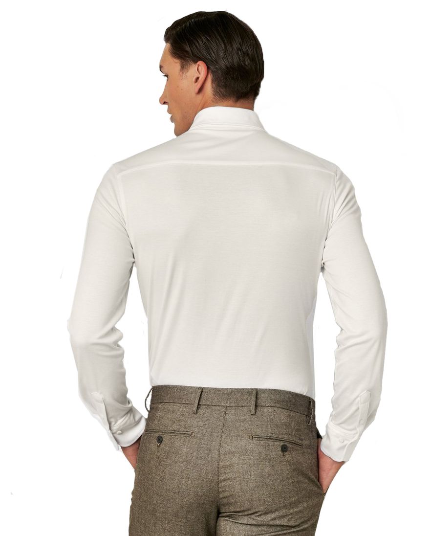 Overhemd wit Desoto Luxury Tailored Fit witte knoop