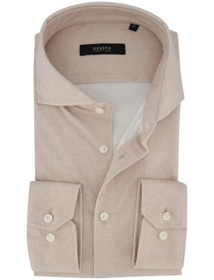 Desoto Desoto Luxury overhemd beige katoen witte knoop