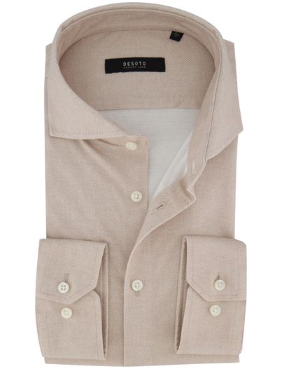 Desoto Desoto Luxury overhemd beige katoen witte knoop