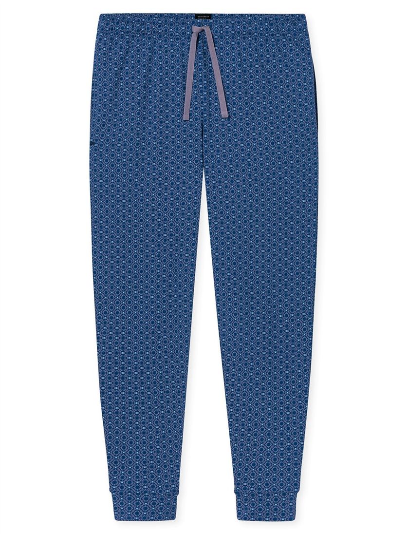 pyjamabroek met koord Schiesser blauw geprint normale fit