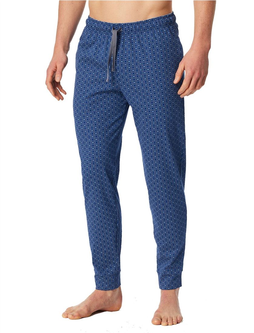 pyjamabroek met koord Schiesser blauw geprint normale fit