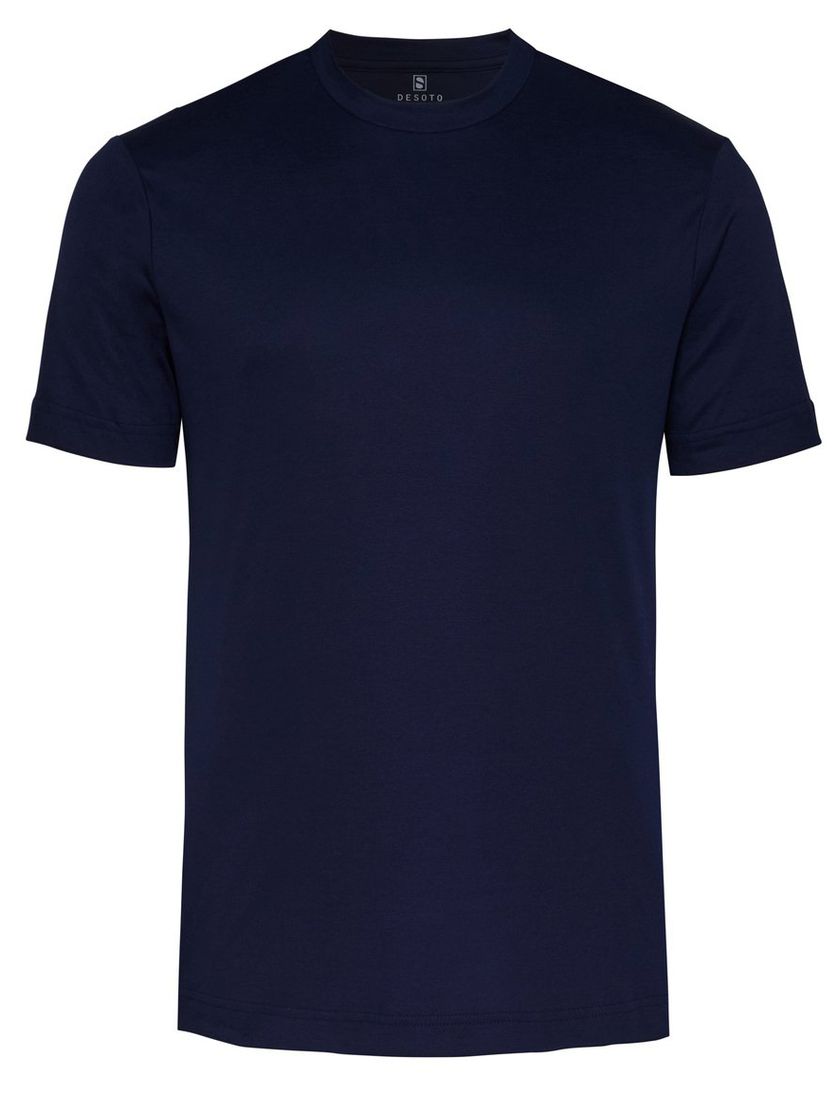 Donkerblauw T-shirt Desoto Slim Fit ronde hals