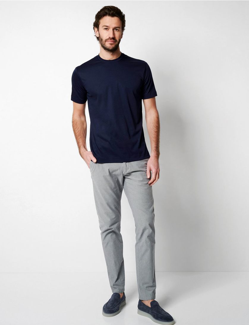 Donkerblauw T-shirt Desoto Slim Fit ronde hals