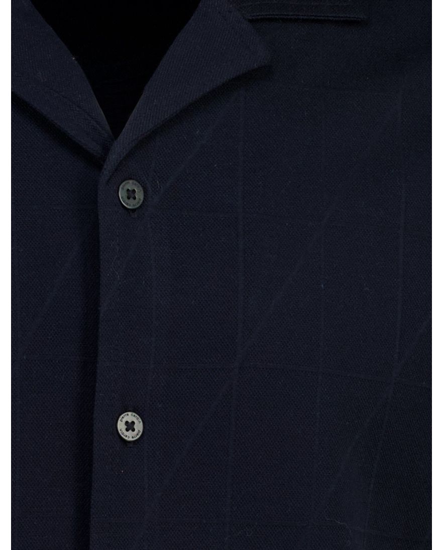 Pierre Cardin Atelier overhemd korte mouw reverskraag structuur navy