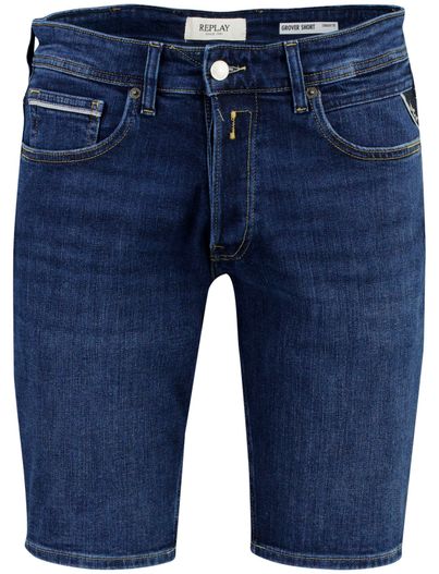 Replay Straight fit Replay denim korte broek donkerblauw