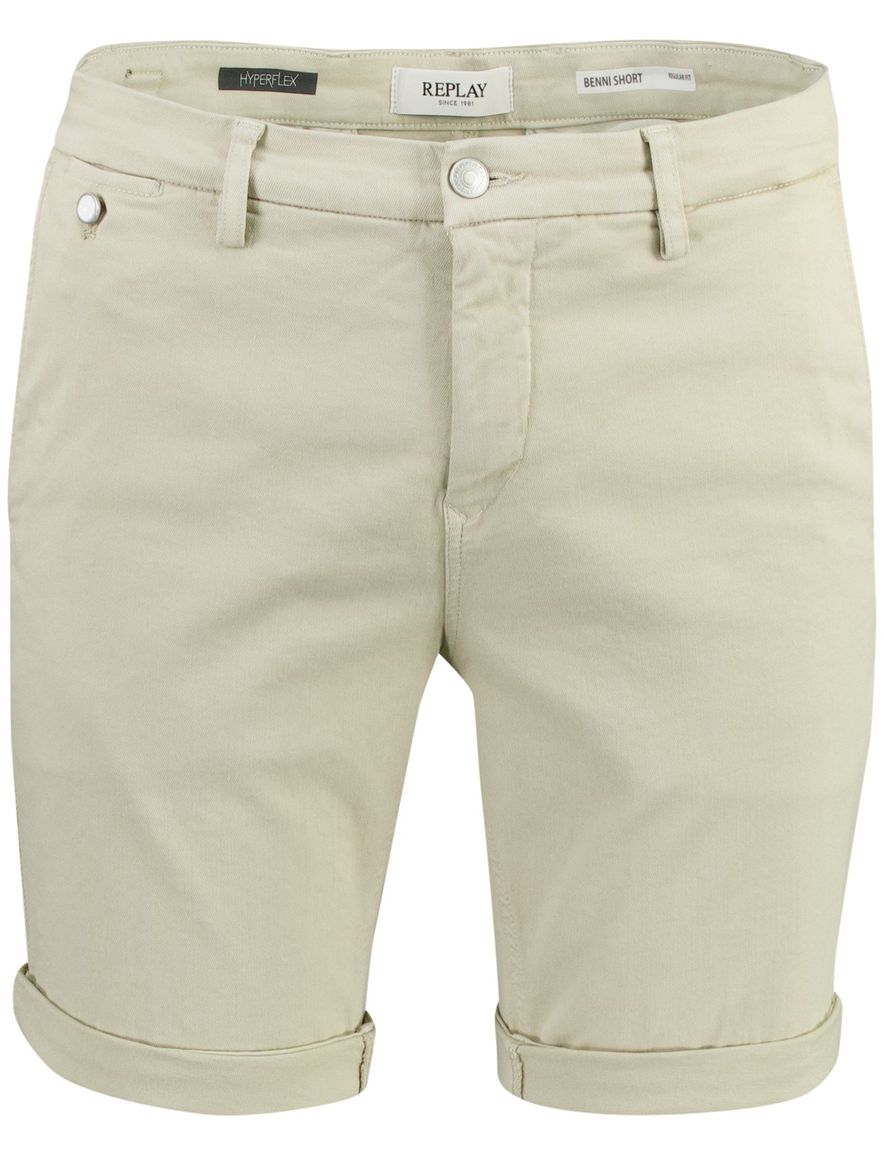 Beige Replay benni korte broek chino normale fit