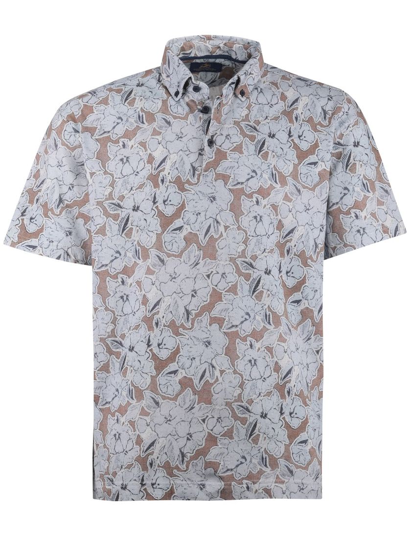 Polo Eden Valley lichtblauw printje bloemen 3 knopen