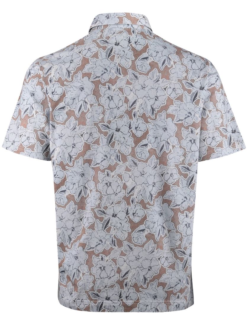 Polo Eden Valley lichtblauw printje bloemen 3 knopen