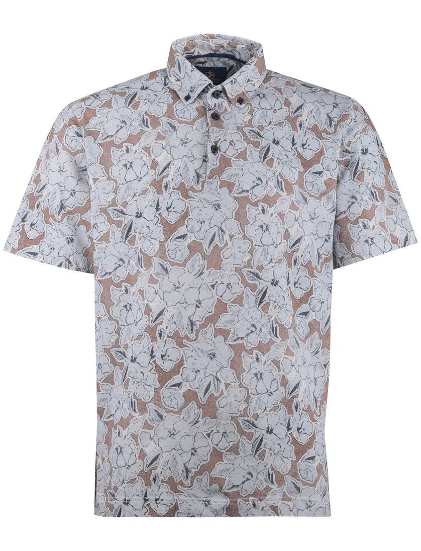 Polo Eden Valley lichtblauw printje bloemen 3 knopen