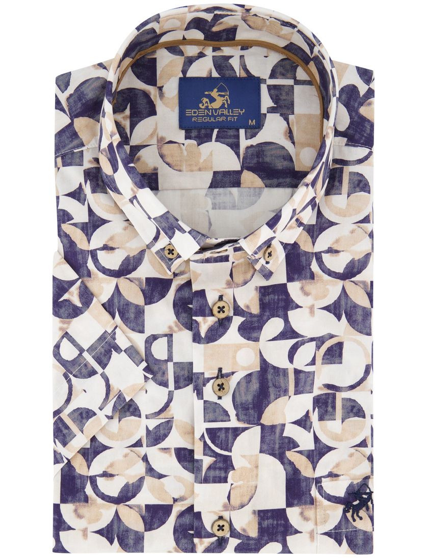 Overhemd Eden valley regular fit donkerblauw printje