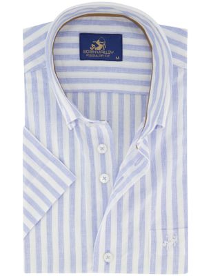 Eden Valley Overhemd eden valley korte mouw lichtblauw gestreept